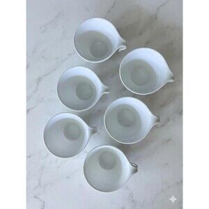 Vintage Corelle Winter Frost White Hook Handle Stackable Cups - Set of 6
